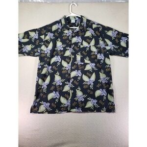 Op Sport Shirt Mens XL Multicolor Floral Wooden Button Up Collared Hawaiian